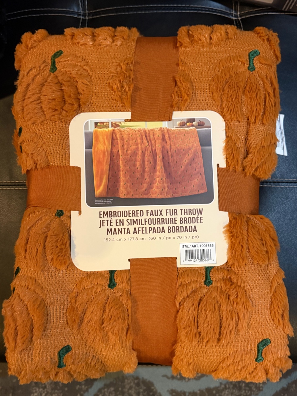 Costco faux fur Halloween fall throw pumpkin Blanket viral orange  nwt